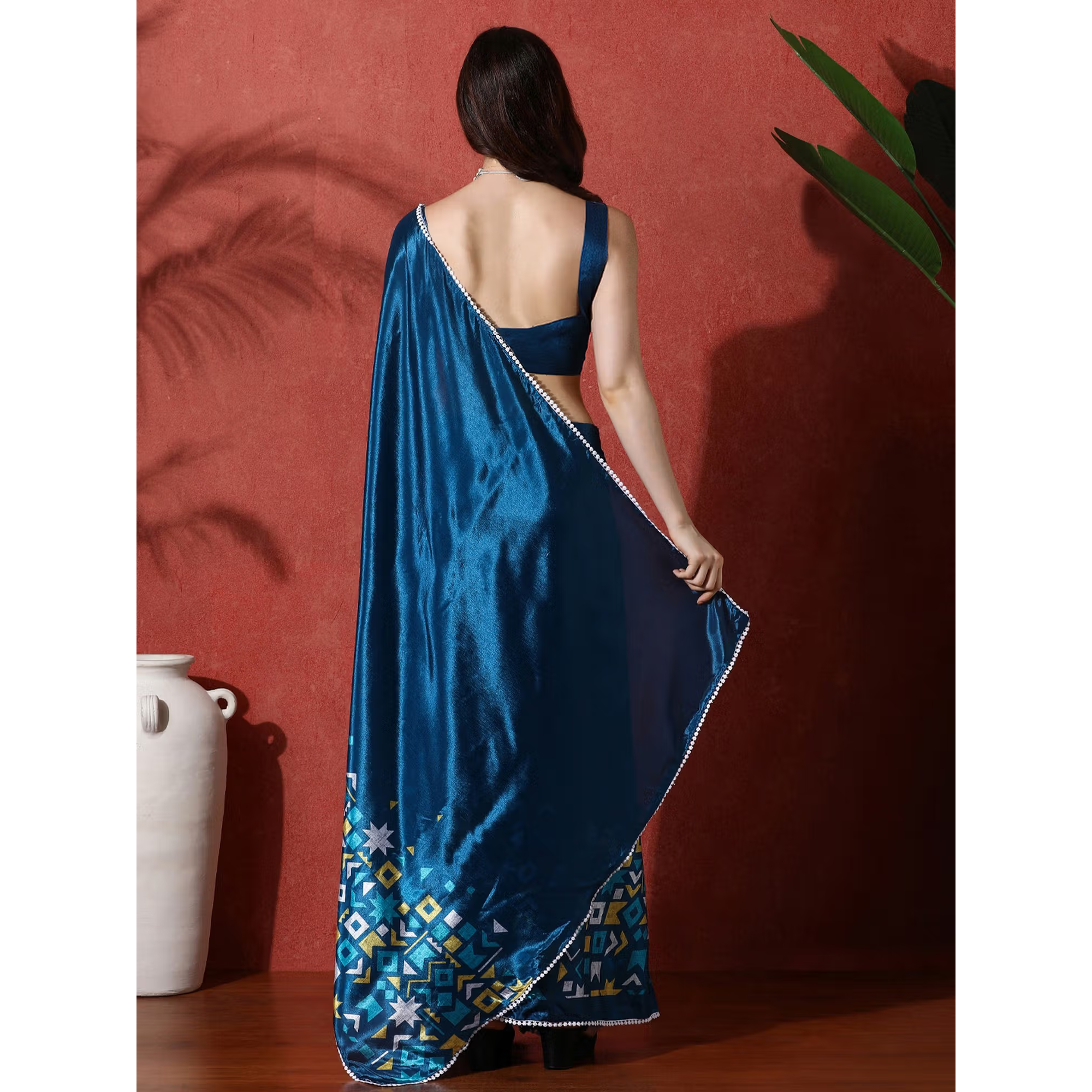 Phulkari Chinon Saree