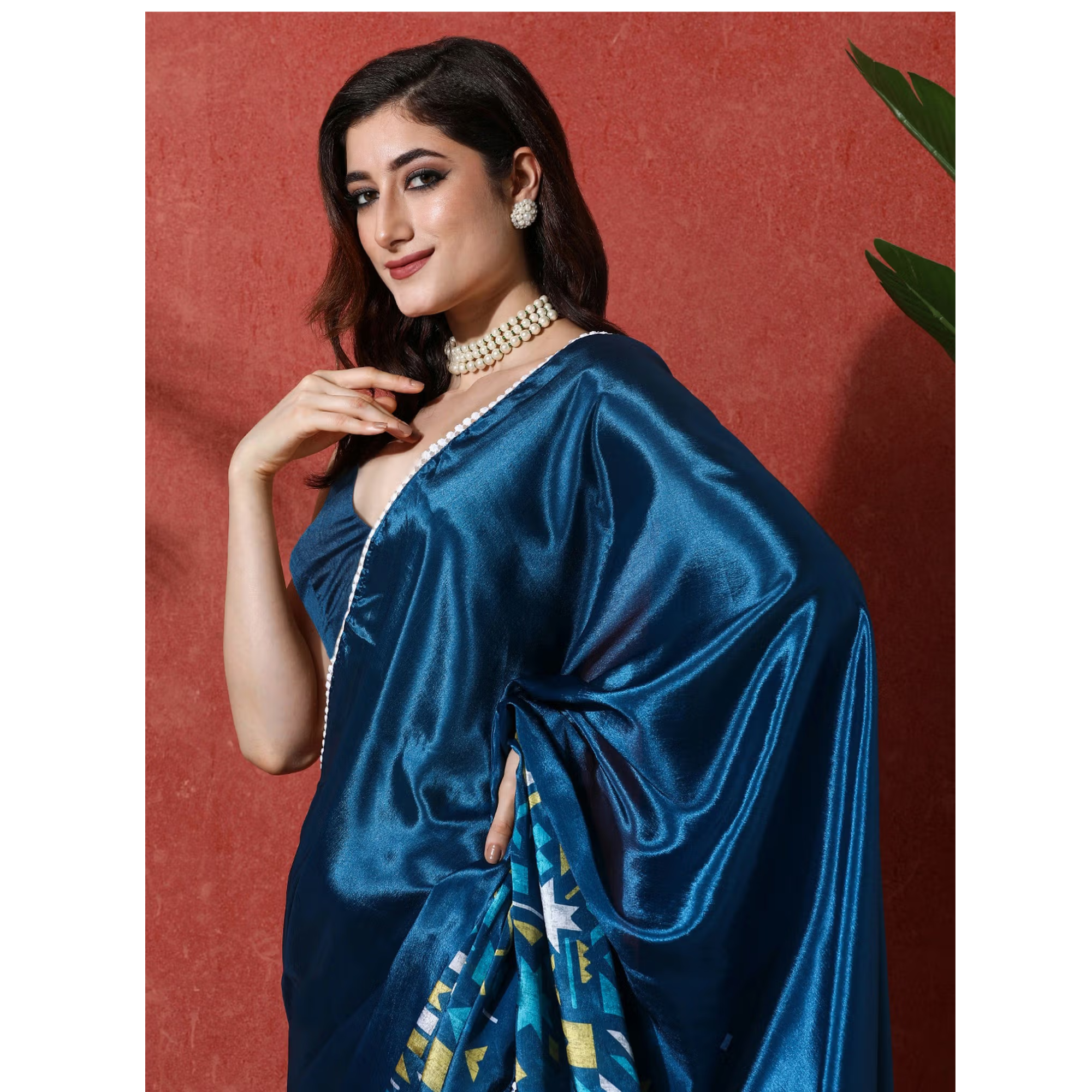 Phulkari Chinon Saree