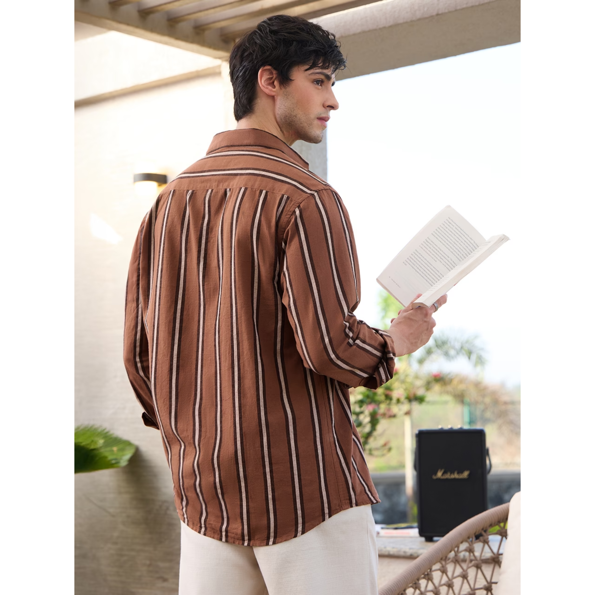 Cotton Linen Stripes: Chestnut