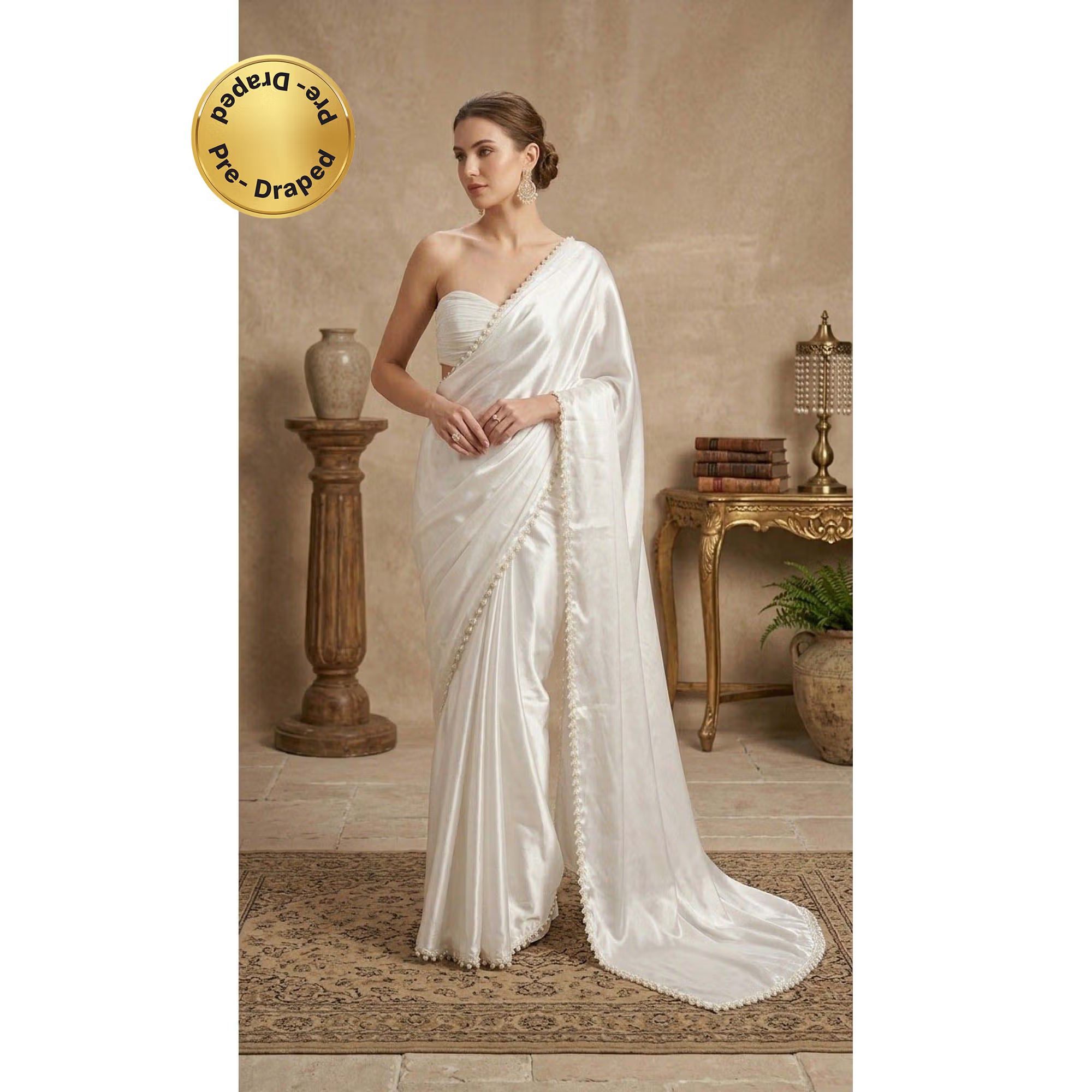 Pearl Radiance Satin Silk Saree